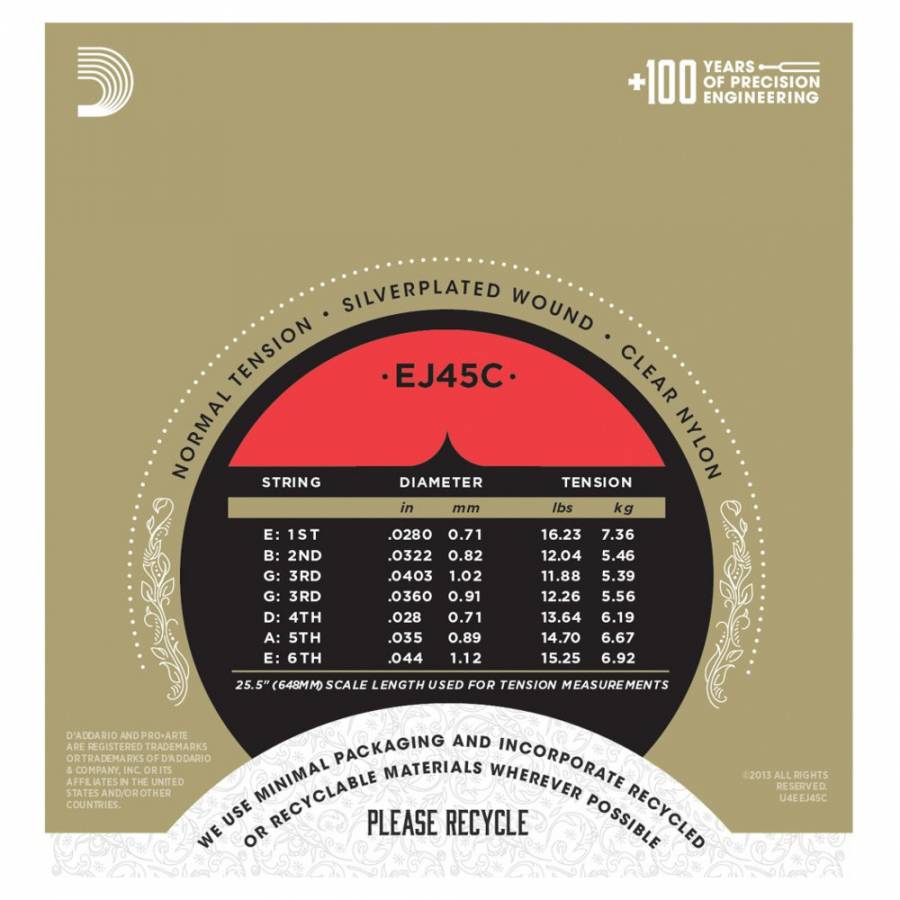 D Addario EJ45C Pro Arte Composite Normal Tension Klasik Gitar Teli
