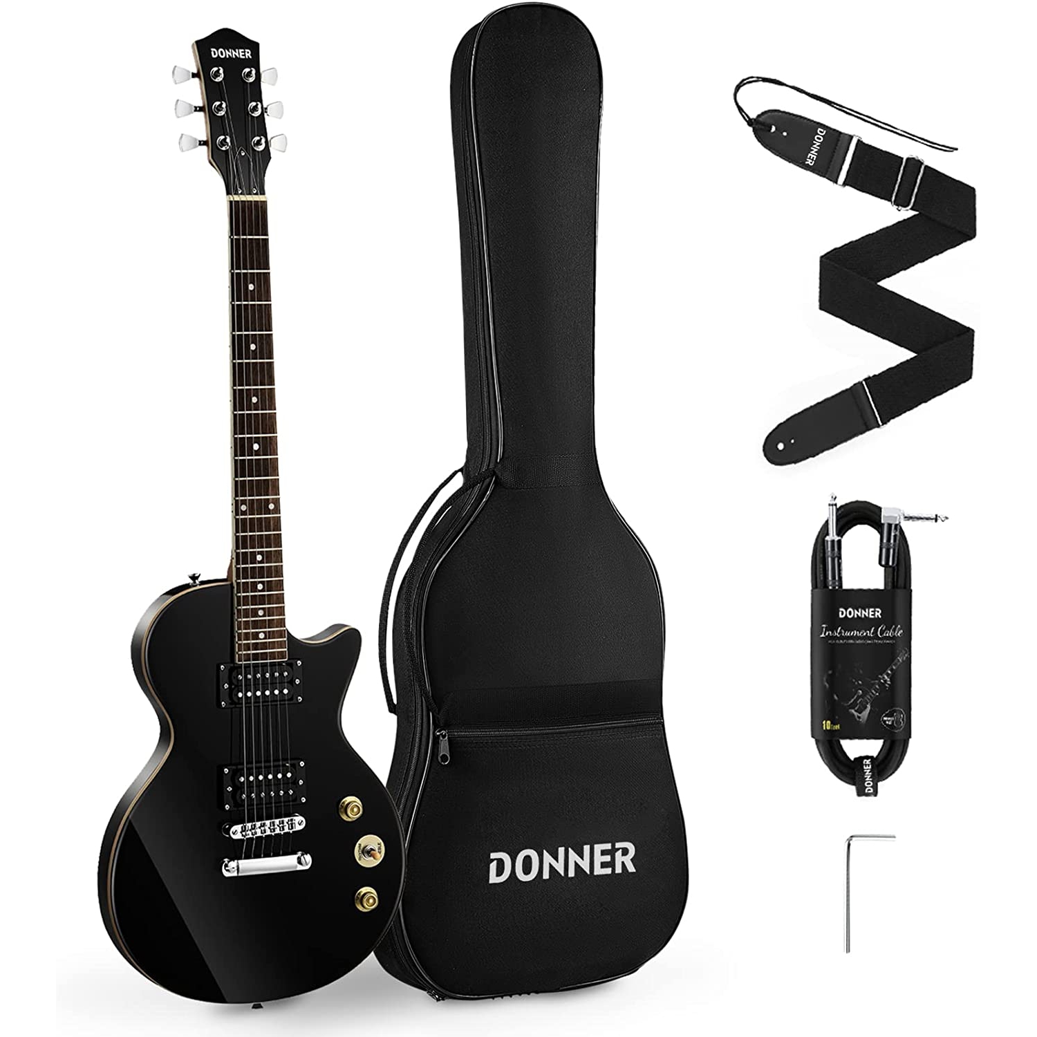 Donner DLP-124B LP Elektro Gitar Paketi (Siyah)