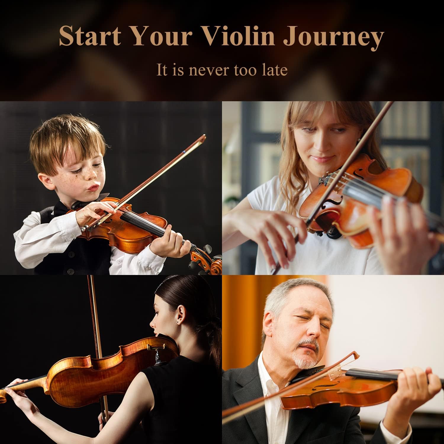 Eastar EVA-3 4/4 Violin met leerpunt in vingerplaat met inlay, mat