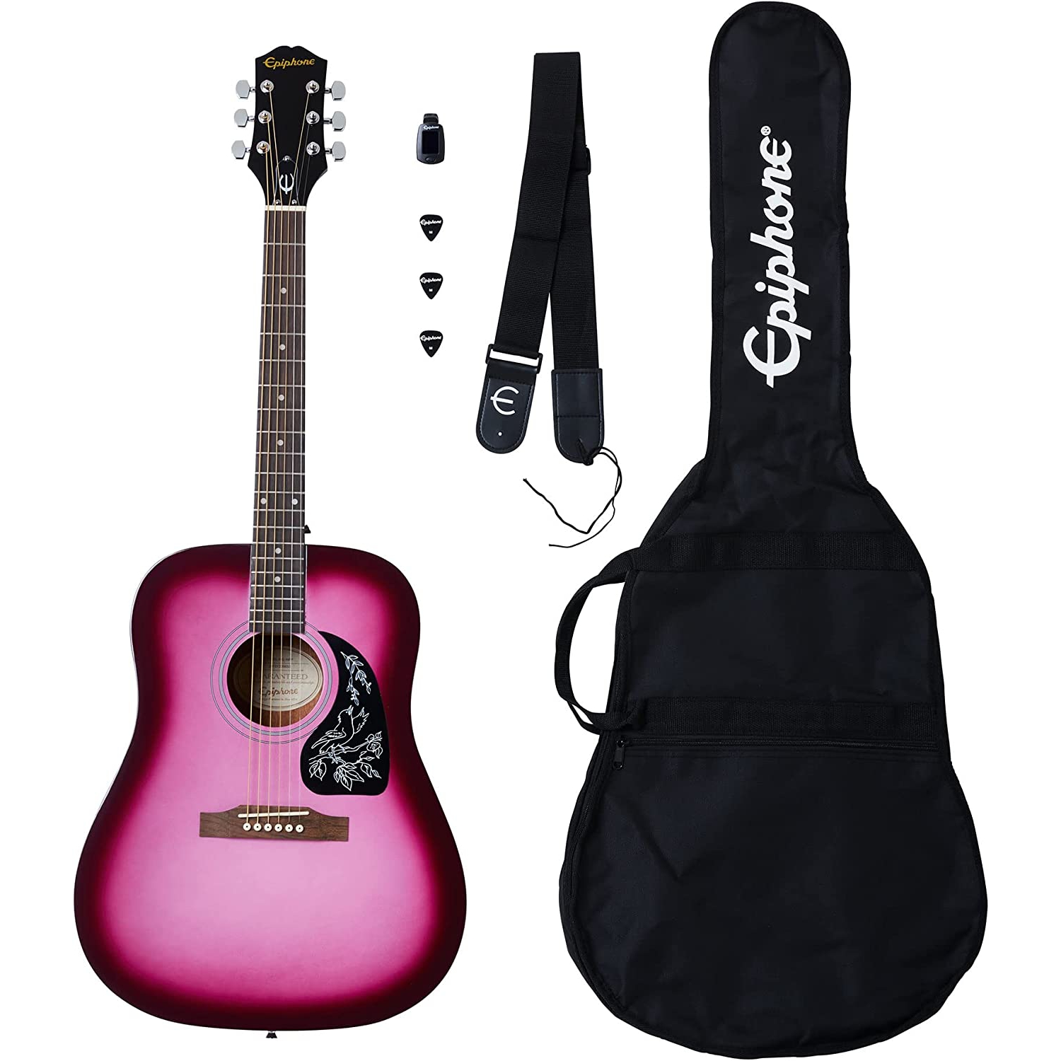 Epiphone Starling Akustik Gitar Başlangıç Paketi (Hot Pink Pearl)