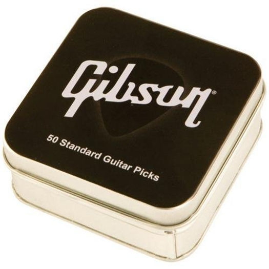 Boîte Métal Gibson Gear - 50 Médiators Standard Souples - 7,6 Cm